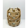 Wicker candle holder with glass 20x25x20
